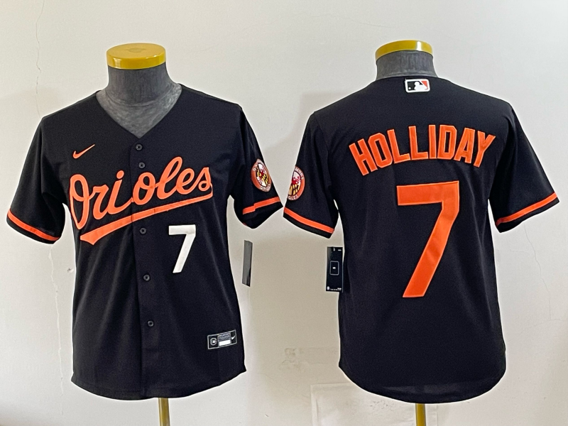 Youth 2025 Baltimore Orioles #7 Holliday black Nike MLB Jersey 007